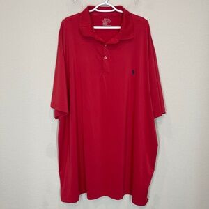 Polo Ralph Lauren Shirt Men's 3XLT Big & Tall Red Polo Performance Logo Golf